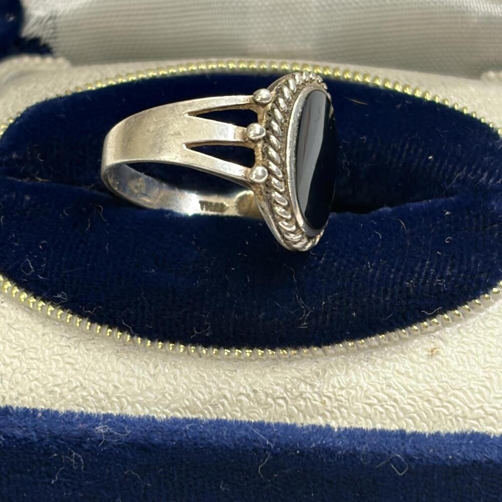 Onyx sterling ring sz 5.75 vintage 90s - Picture 4 of 4